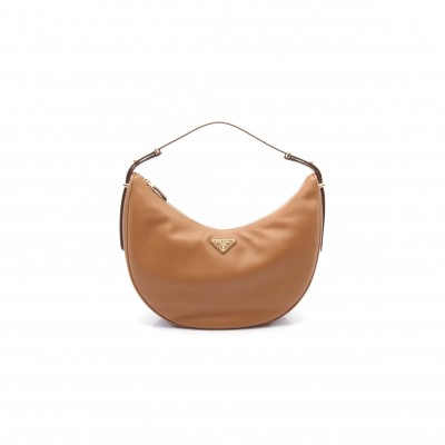PRADA SOFT GRAIN SHOULDER BAG LEATHER BROWN 1BC212 (35*22.5*8cm)